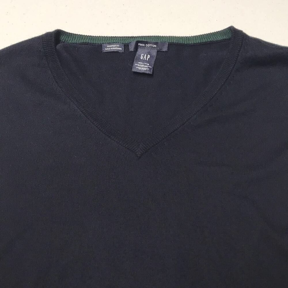 GAP Men's 2XL Blue V Neck Cotton Sweater Lightweight